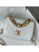 Chanel Calfskin Pearl Chained Mini Flap Bag  AS2638 White 2021