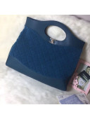 Chanel Shearling Sheepskin Medium Shopping Bag AS1010 Blue 2019