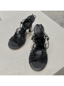 Bottega Veneta Dot Strap Lamskin High Heel Sandals 9.5cm Black 2022 032168