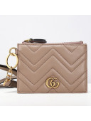 Gucci Strap GG Marmont Chevron Leather Card Case ‎546582 Nude