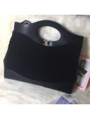 Chanel Shearling Sheepskin Medium Shopping Bag AS1010 Black 2019