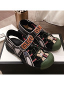 Gucci Flat Leather and Mesh Sandal ‎570440 Grey 2019
