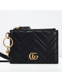 Gucci Strap GG Marmont Chevron Leather Card Case ‎546582 Black