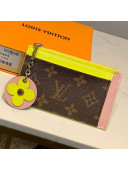 Louis Vuitton Monogram Canvas Flower Zipped Card Holder M67494 Yellow 2019