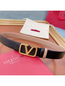 Valentino VLogo Reversible Calfskin Belt 30mm with Metal V Buckle Black/Nude 2021