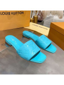 Louis Vuitton One-Stone Monogram Calfskin Flat Slide Sandals Blue 2020