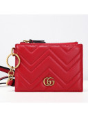 Gucci Strap GG Marmont Chevron Leather Card Case ‎546582 Red