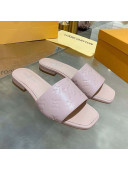 Louis Vuitton One-Stone Monogram Calfskin Flat Slide Sandals Pale Pink 2020