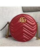 Gucci GG Marmont Mini Round Shoulder Bag 550154 Red 2019