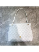 Balenciaga B. Quilted Lambskin Large Flap Bag White/Gold 2020
