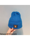 Celine Rabbit Fur Knit Hat Blue 2021 110426