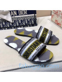 Dior Dway Embroidered Cotton Flat Slide Sandals 25 2020
