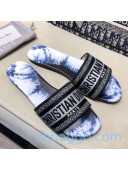 Dior Dway Embroidered Cotton Flat Slide Sandals 24 2020