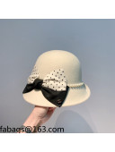 Chanel Wool Bow Hat White 2021 110432