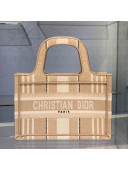 Dior Mini Book Tote Bag in Beige Stripes Embroidery 2021