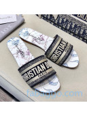 Dior Dway Embroidered Cotton Flat Slide Sandals 23 2020