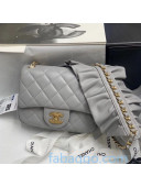 Chanel Romance Quilted Lambskin Mini Flap Bag with ruffled Strap AS2203 Gray 2020
