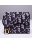 Dior Saddle Small Wallet in Blue Oblique Jacquard Canvas 