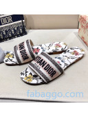 Dior Dway Embroidered Cotton Flat Slide Sandals 20 2020