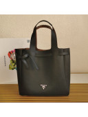 Prada Buckskin Leather Drawstring Bucket Bag 1BG339 Black 2021