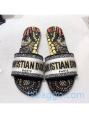 Dior Dway Embroidered Cotton Flat Slide Sandals 18 2020