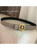 Hermes Glenan Reversible Calfskin Belt 24mm with Ring Buckle Grey/Gold 2021