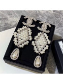 Chanel Pearl Long Earrings AB2276 White/Silver 2019
