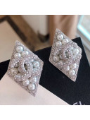 Chanel Pearl Crystal Rhombus Earrings AB2283 2019