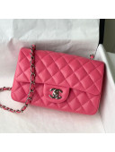 Chanel Grained Calfskin Classic Mini Flap Bag A69900 Fuschia Pink/Silver 2021