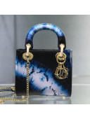 Dior Mini Lady Dior Bag in Blue Printed Calfskin 2020