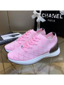Chanel Quilted Knit Fabric Sneakers G35549 Light Pink 2020