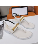 Gucci Leather Thong Sandal with Chain ‎626599 White 2020