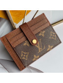 Louis Vuitton Monogram Canvas and Calfskin Porte Cartes Double Zipped Card Holder M66532 Brown 2019