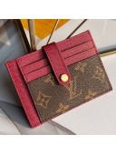 Louis Vuitton Monogram Canvas and Calfskin Porte Cartes Double Zipped Card Holder M66532 Fushia 2019