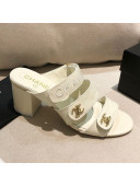 Chanel Lambskin Heel Mule Sandals G37387 White 2021