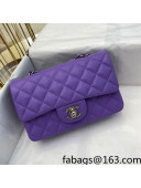 Chanel Grained Calfskin Classic Mini Flap Bag A69900 Lavender Purple/Silver 2021