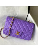 Chanel Grained Calfskin Classic Mini Flap Bag A69900 Lavender Purple/Gold 2021