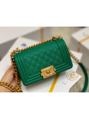 Chanel Quilted Origial Haas Caviar Leather Small Boy Flap Bag Green with Matte Gold Hardware(Top Quality)