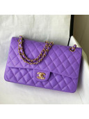 Chanel Grained Calfskin Classic Medium Flap Bag A01112 Lavender Purple/Gold 2021