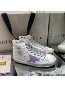 Golden Goose Francy Sneakers in White Leather with Shearling Lining and Lavander Star 2021