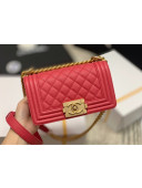 Chanel Quilted Origial Haas Caviar Leather Small Boy Flap Bag Peach with Matte Gold Hardware(Top Quality)