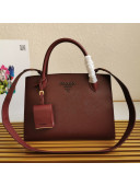 Prada Medium Saffiano Leather Monochrome Top Handle Bag 1BA155 Burgundy 2021