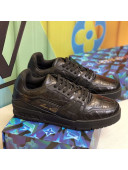 Louis Vuitton Men's LV Trainer Sneakers in Black Stone Embossed Leather 1A812O 202012