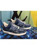 Louis Vuitton LV Trainer Sneakers in Blue Monogram Denim 1A812O 202016 (For Women and Men)