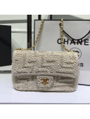 Chanel Crochet Pearl Classic Medium Flap Bag White 2019