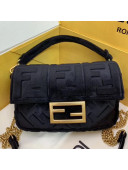 Fendi FF Velvet Mini Baguette Flap Bag Black 2019