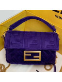 Fendi FF Velvet Mini Baguette Flap Bag Violet Purple 2019