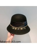 Chanel Wool Bucket Hat with Chain Charm Black 2021