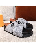 Louis Vuitton Paseo Flat Comfort Shearling Sandals Grey 2021
