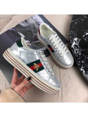 Gucci Ace Sneaker with Crystals 557878 Silver 2019